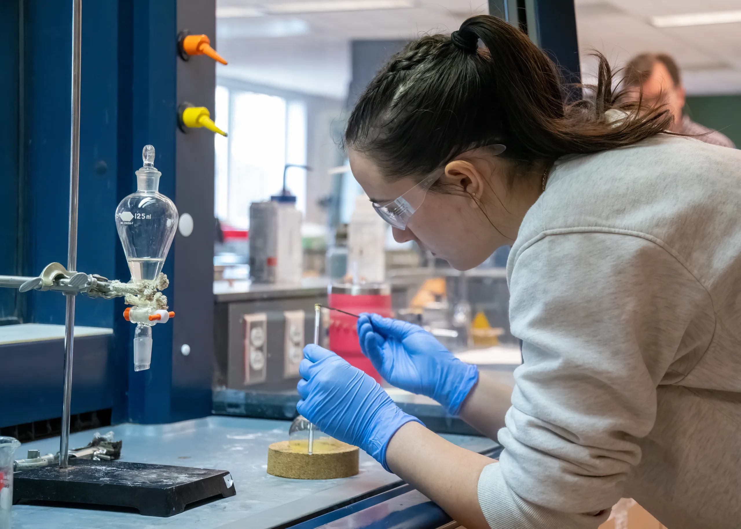 student in lab