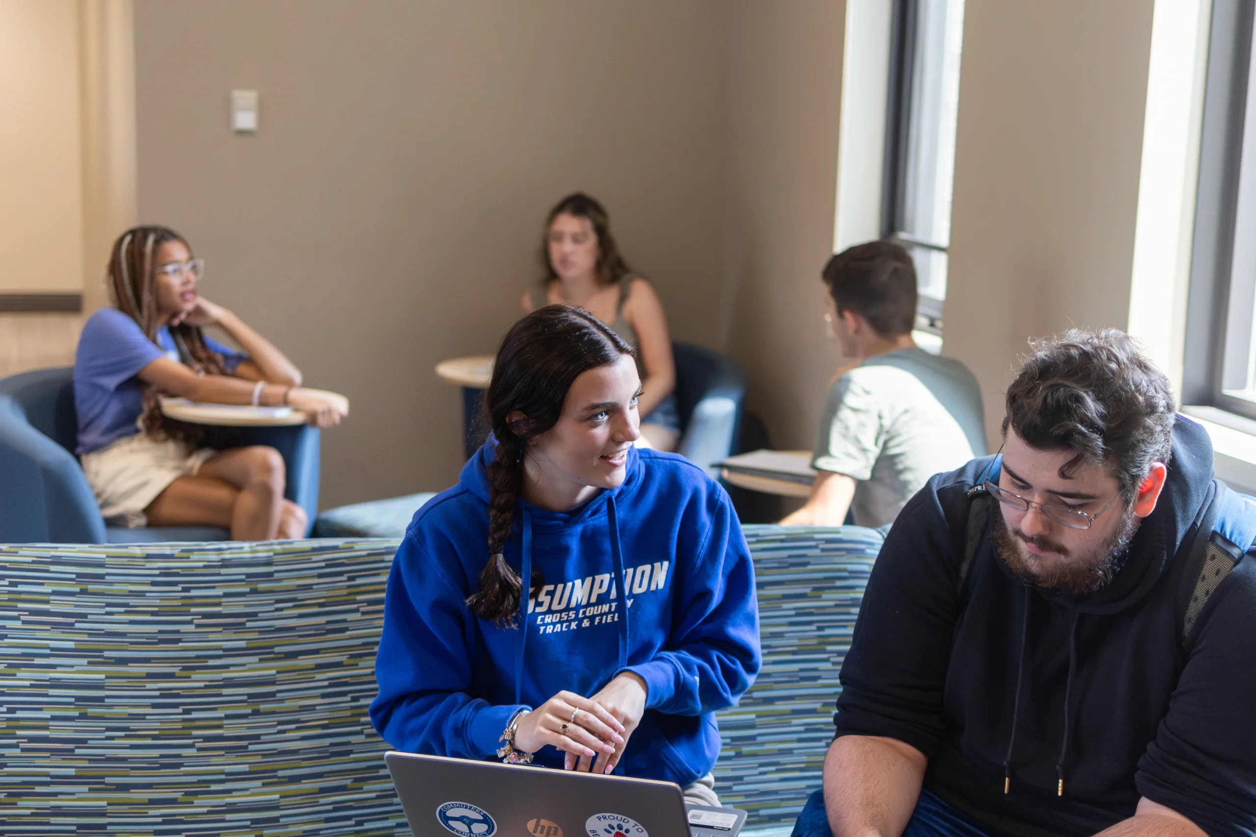 Students studying in a group together