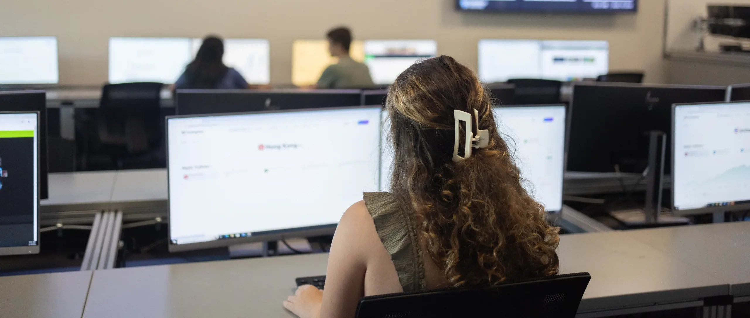 Female student working on a computer