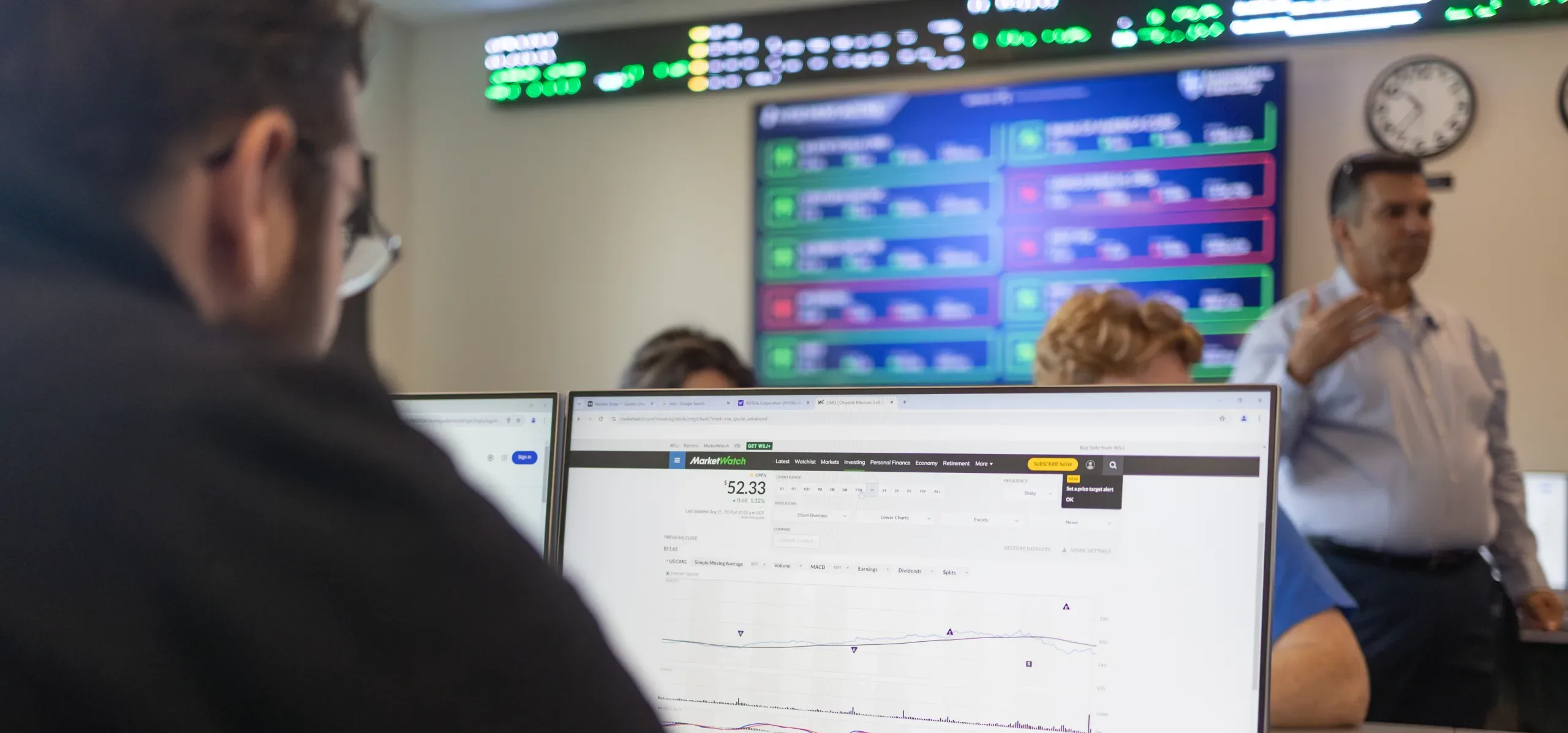 Students in the Lagarce Trading Room.