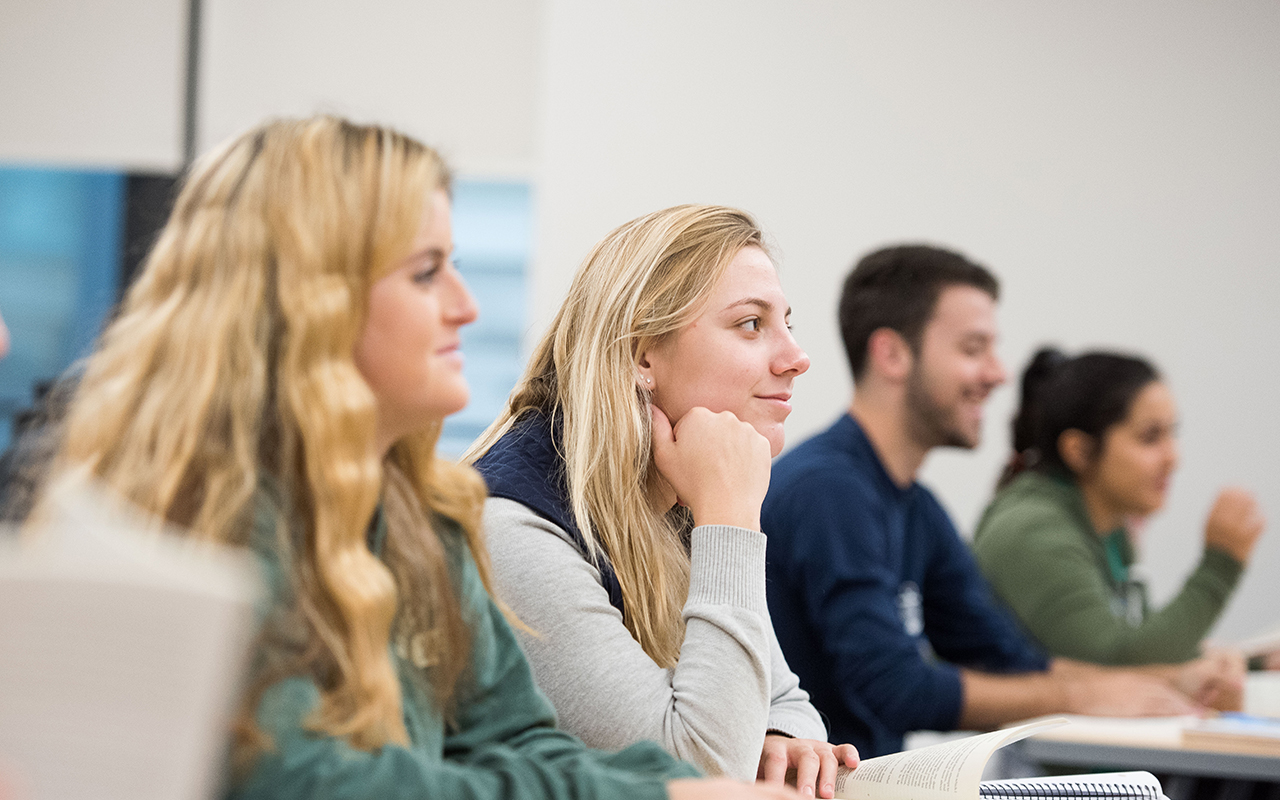 Assumption students in a classroom.