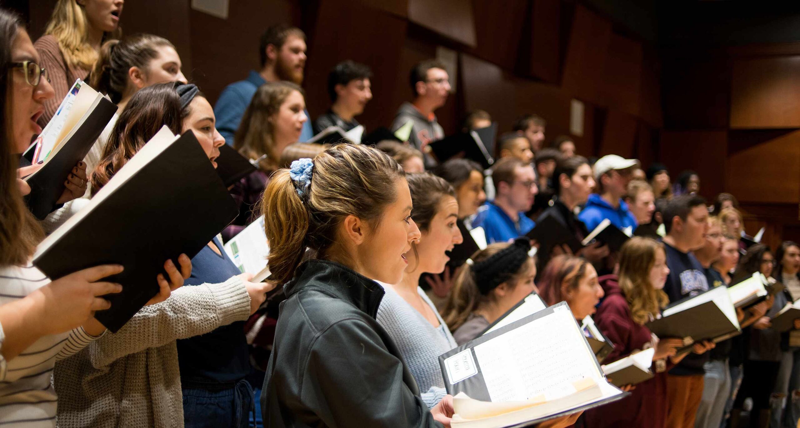 Music students singing