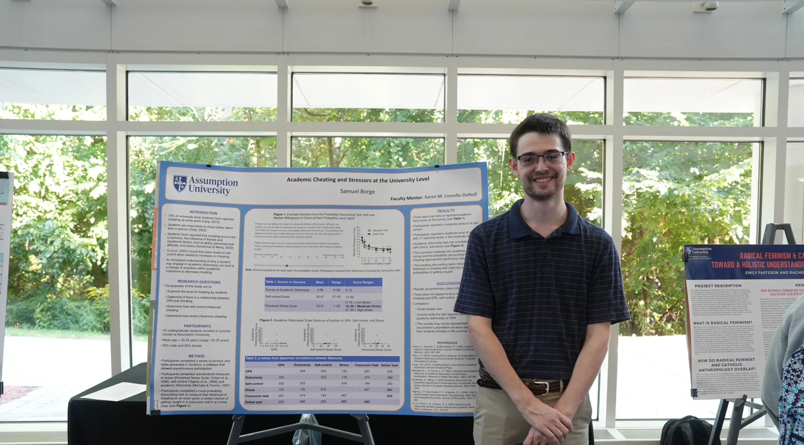 Psychology student at research symposium