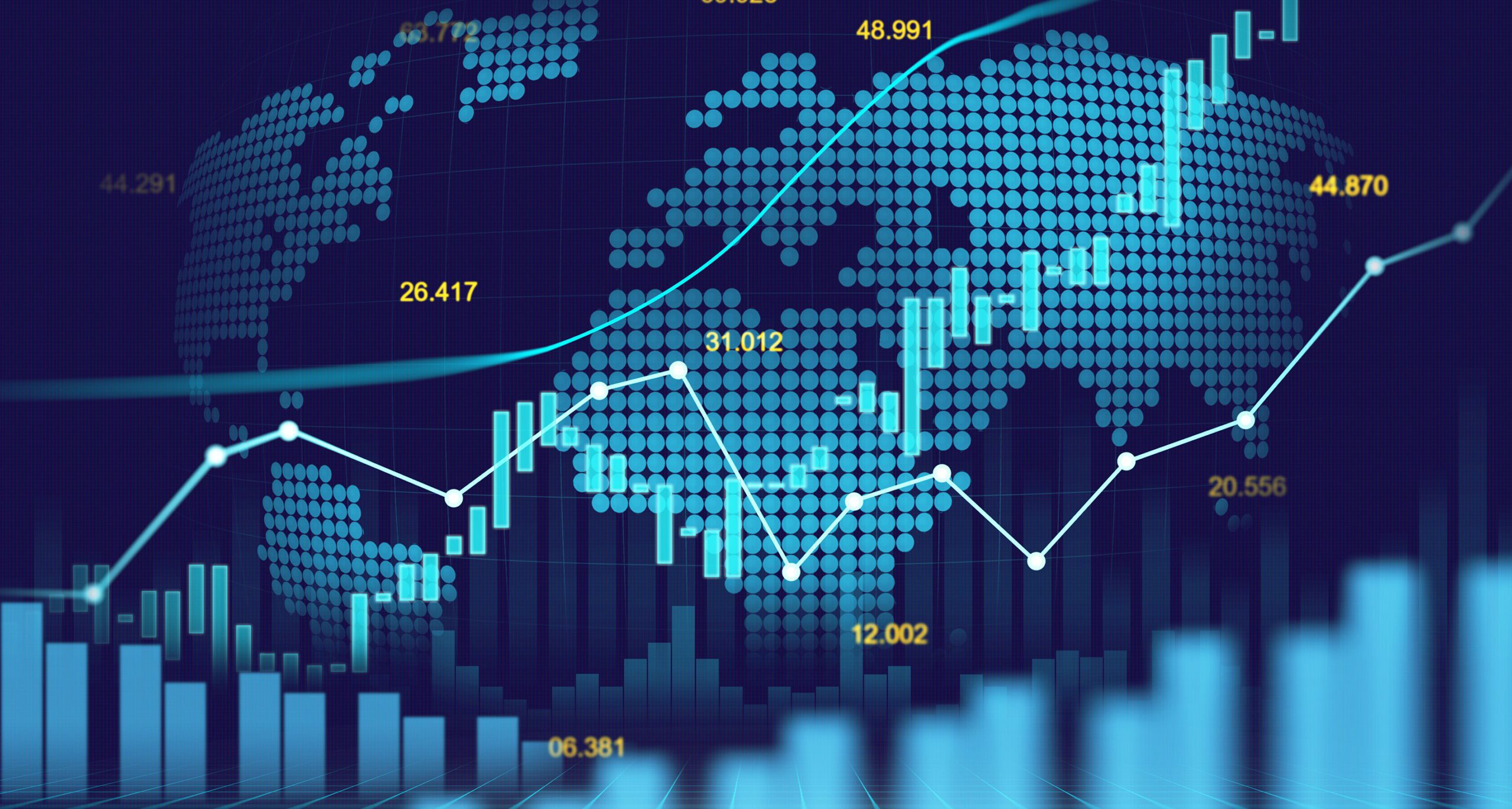 Image depicting fluctuations in global markets for Assumption's Department of Economics, Finance and International Business.