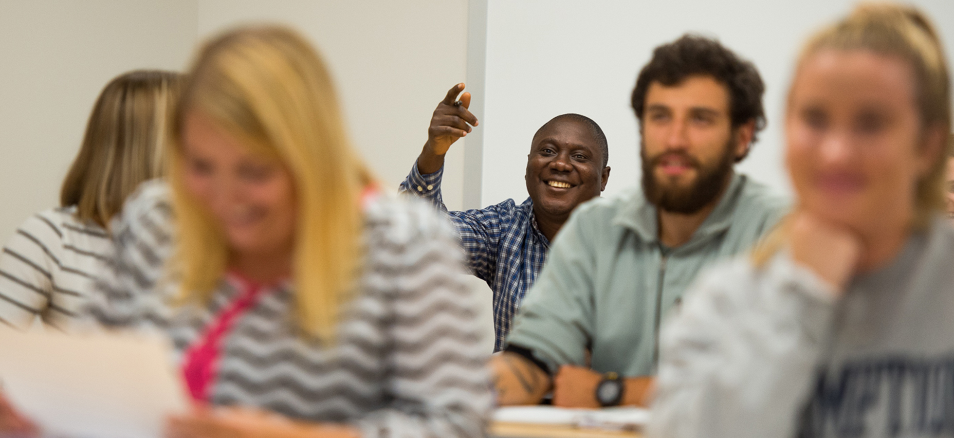 A group of Assumption students in one of the University's state-of-the-art classrooms.