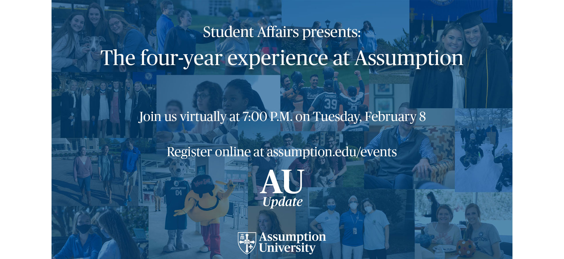 Graphic to promote the AU Update: The Four-Year Experience at Assumption