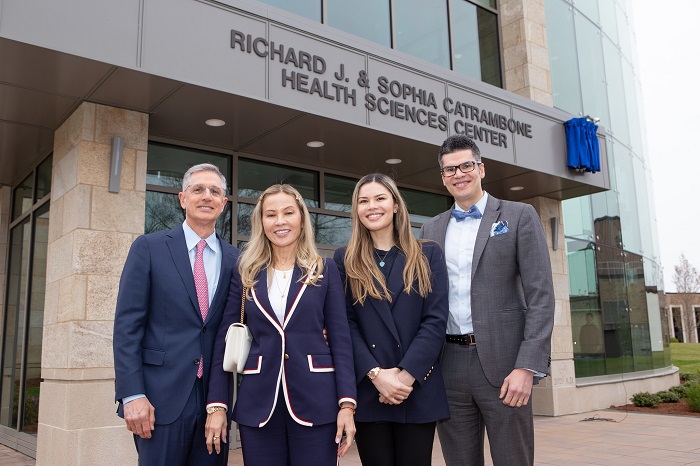 Members of the Catrambone family after the dedication of the new Health Sciences Building at Assumption University.