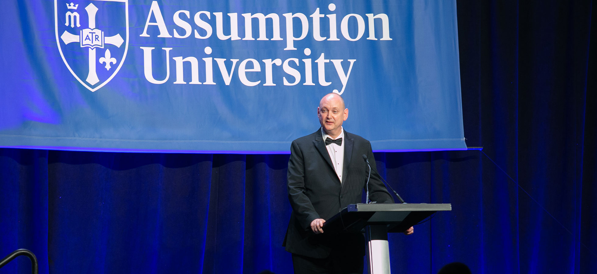 Interim President Greg Weiner, Ph.D. addresses the crowd at the Light the Way Campaign Gala