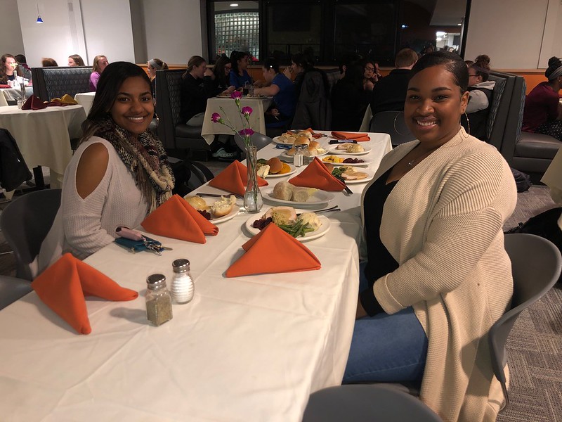 Assumption students dine in Taylor Dining Hall during the Thanksgiving meal tradition