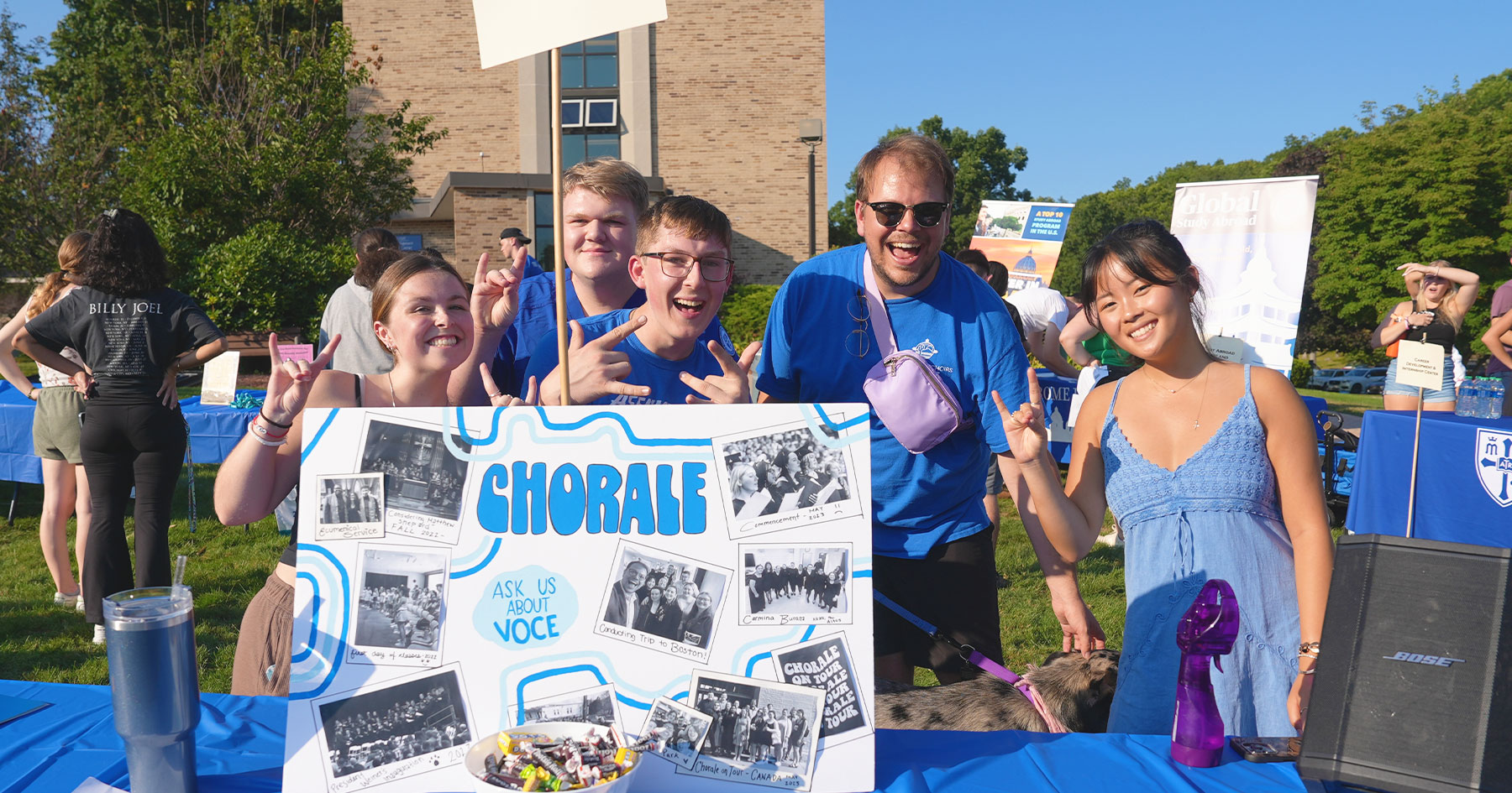 Assumption students at a clubs and activities fair