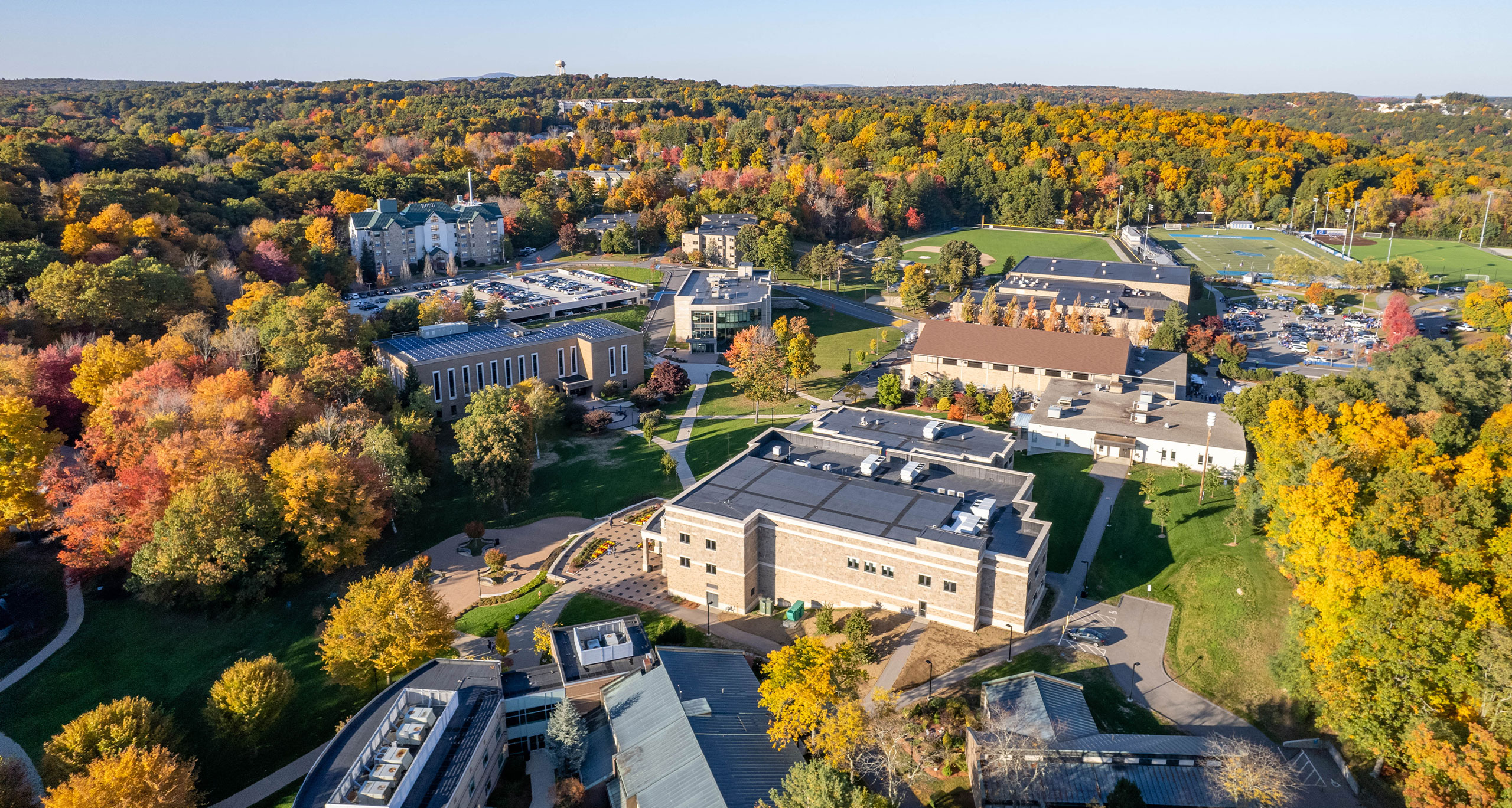 Assumption University aerial view during fall